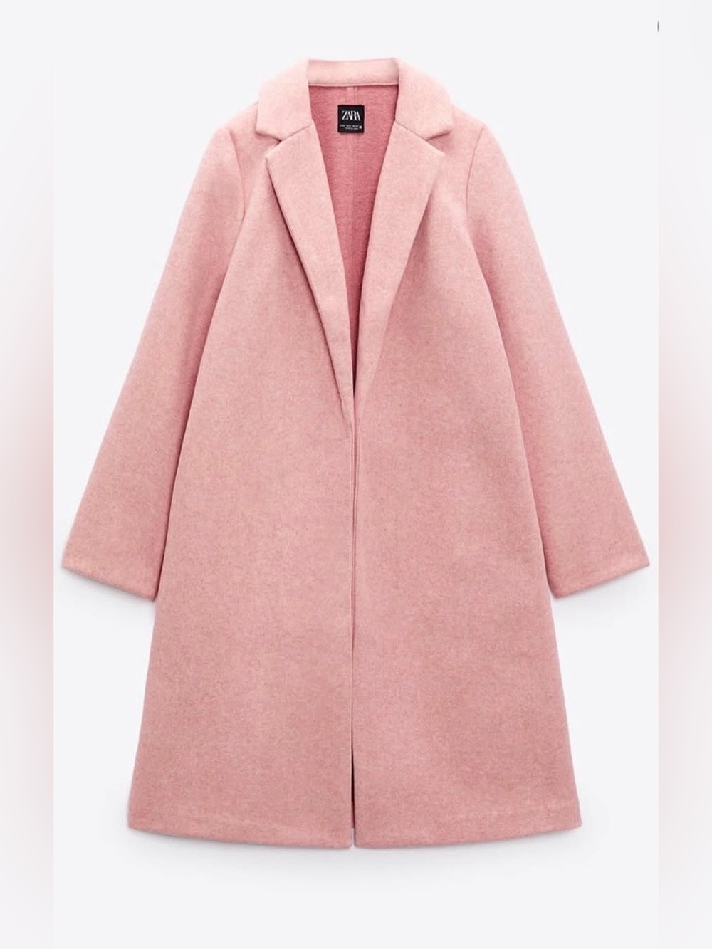 ZARA Pink Lapel Open Long Jacket Size Medium